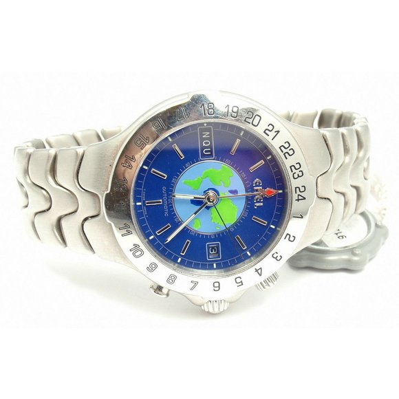 Sharp! Authentic Ebel Stainless Steel Blue Dial Sportwave World Time Watch - Picture 4 of 7